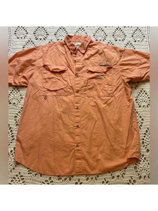 Columbia Sportswear Company Other - Columbia PFG Shirt Mens L Peach Button Up Short Sleeve Fishing Outdoor
